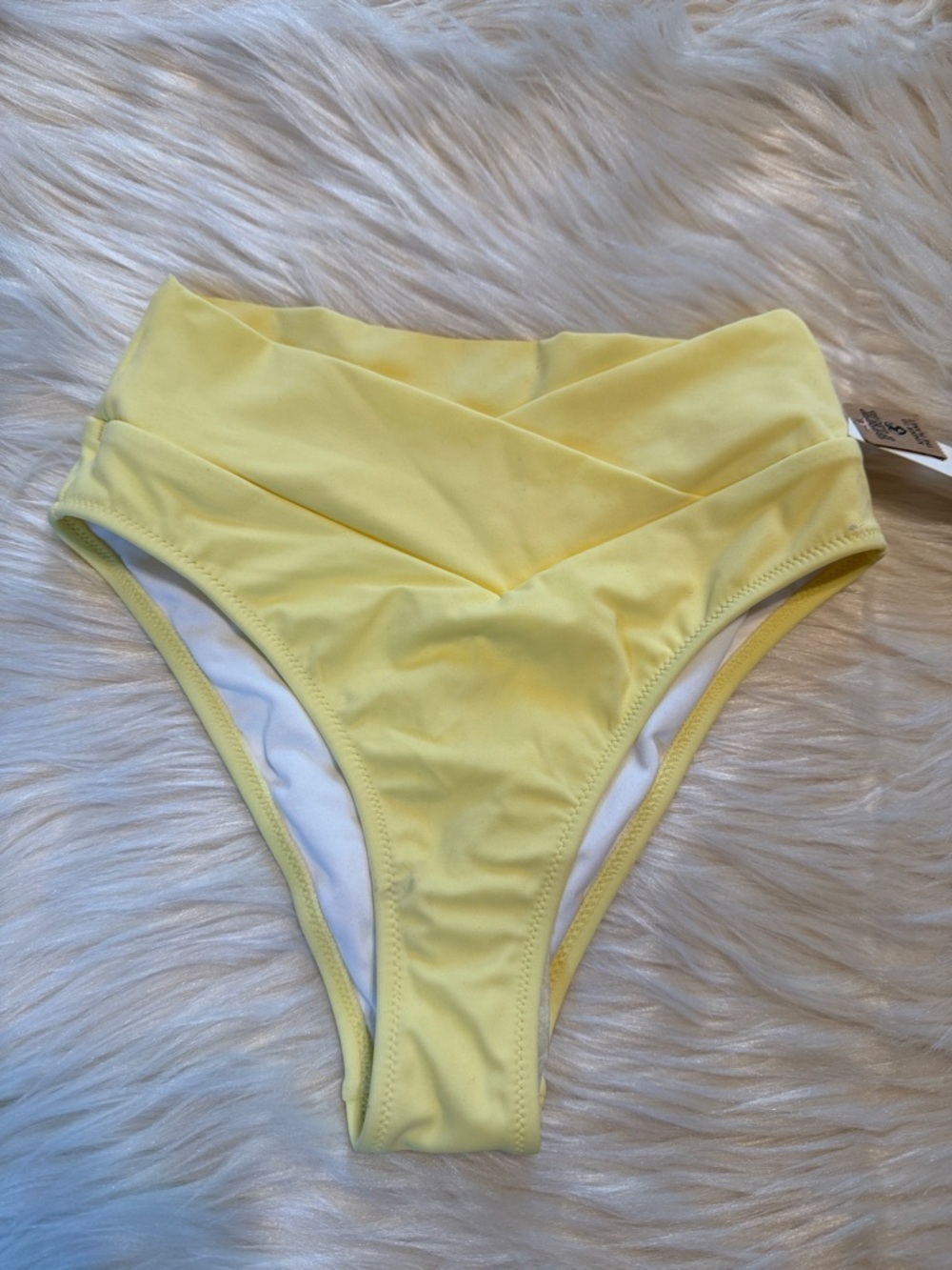 VICTORIA'S SECRET PINK High Waisted Yellow Crossover Bikini Bottoms NWT XS